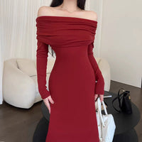 Slim One-Shoulder Pullover Dress