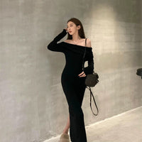Slim One-Shoulder Pullover Dress