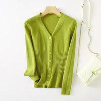 Slim V-Neck Single-Breasted Cardigan