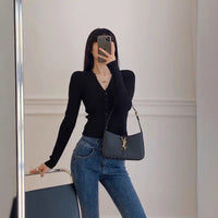 Slim V-Neck Single-Breasted Cardigan