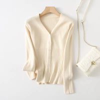 Slim V-Neck Single-Breasted Cardigan