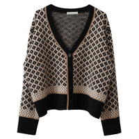 Thick Geometric V-Neck Cardigan