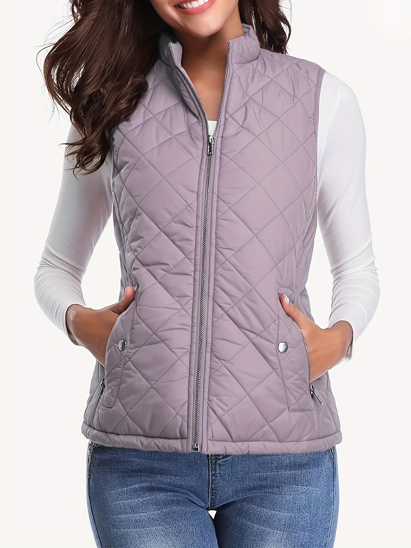 Elegant Lightweight Quilted Stand-Collar Vest