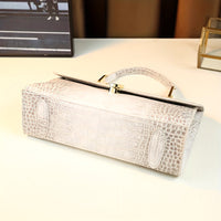 Crocodile-Embossed - Himalayan White Retro Convertible Tote