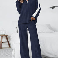 High Neck Knit Set - Casual Winter Two-Piece with High Elasticity