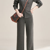 Warm Elegant Straight-Leg Pants Two-Piece Set