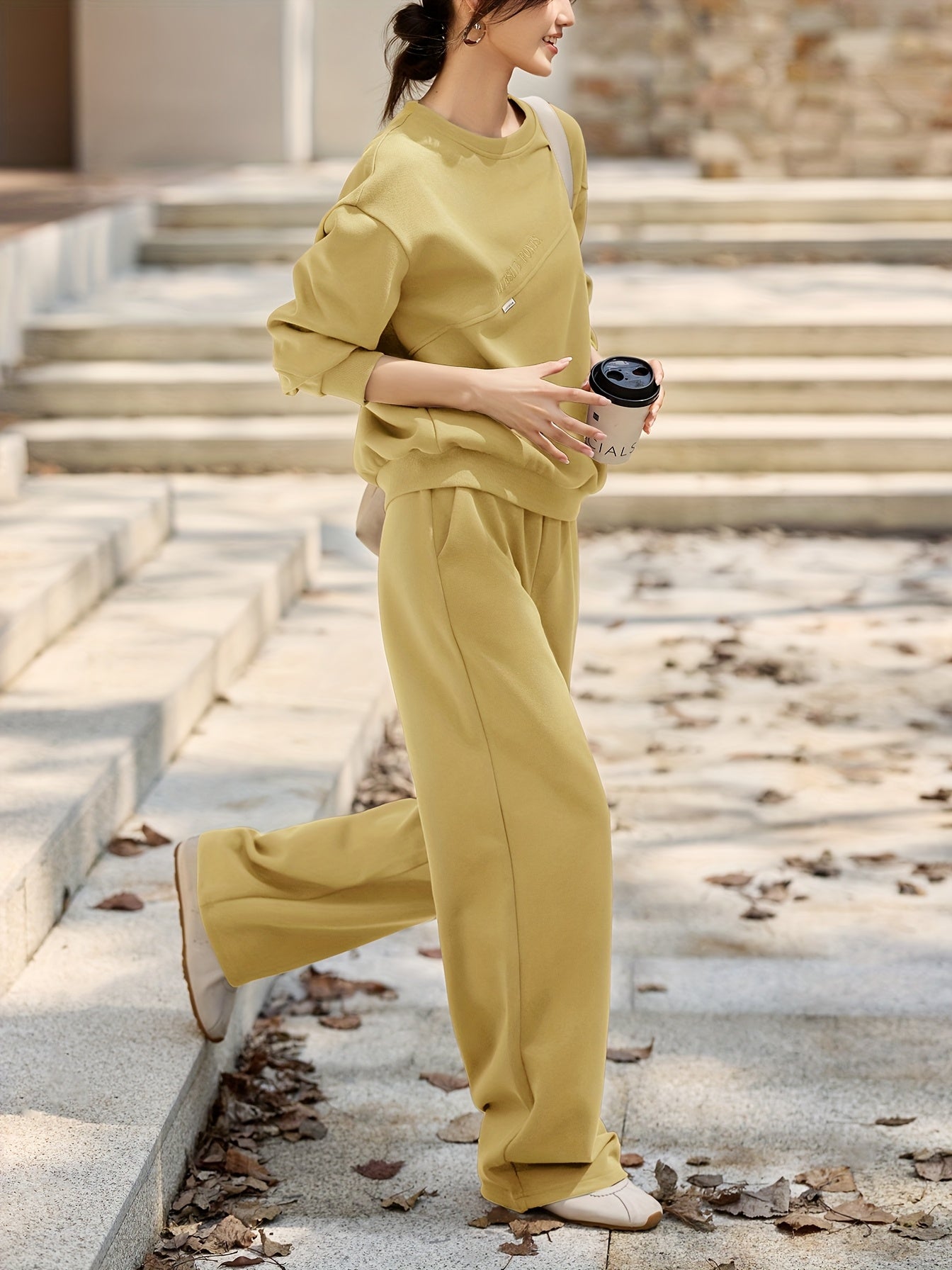 XWI Women's Embroidered Letter Sweatshirt & Pants Set