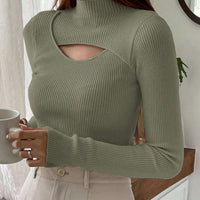 DAZY Hollow Semi-Turtleneck Pullover