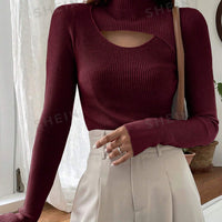 DAZY Hollow Semi-Turtleneck Pullover
