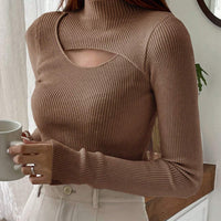 DAZY Hollow Semi-Turtleneck Pullover