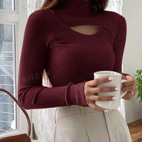 DAZY Hollow Semi-Turtleneck Pullover