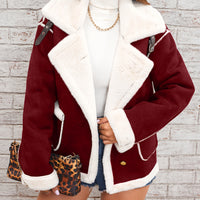 Soft Pink & White Lapel Jacket - Winter Coat