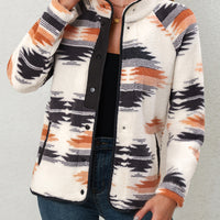 Women's Tribal Aztec Print Button-Front Jacket - Non-Bulky Winter Coat