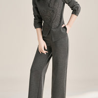 Warm Elegant Straight-Leg Pants Two-Piece Set