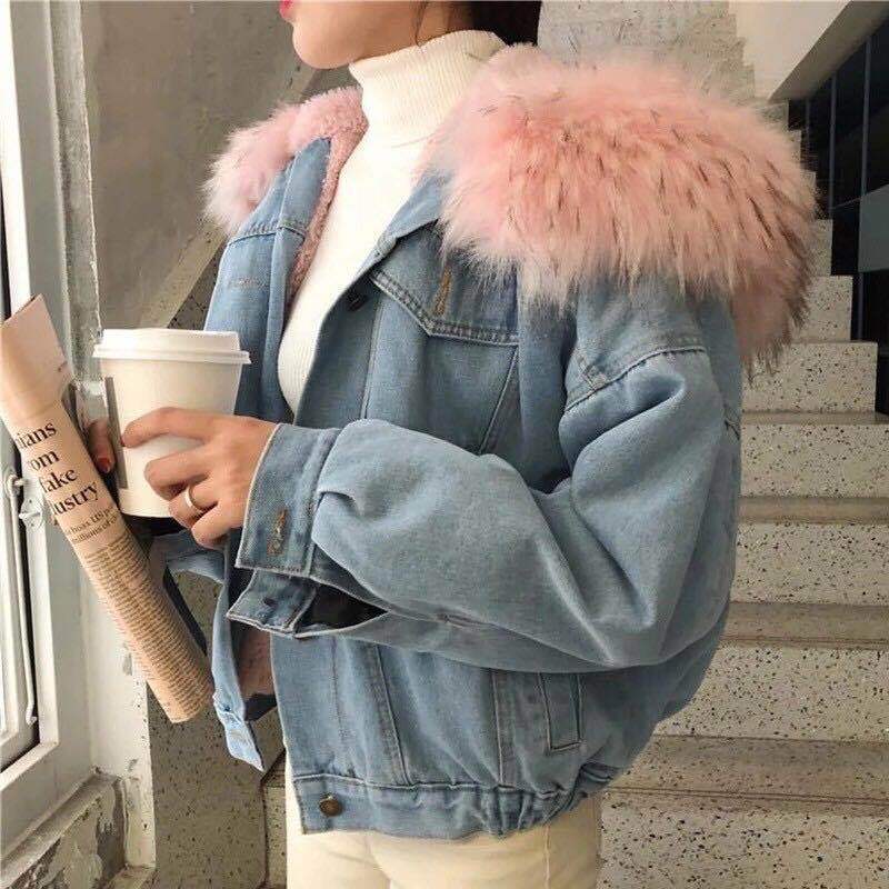 Short Fur Denim Jacket