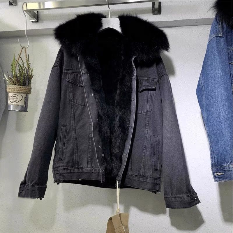 Short Fur Denim Jacket