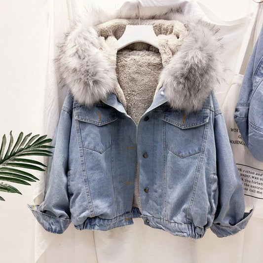 Short Fur Denim Jacket