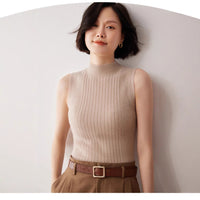 Semi-Turtleneck Knit Vest