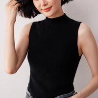 Semi-Turtleneck Knit Vest