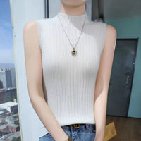 Semi-Turtleneck Knit Vest