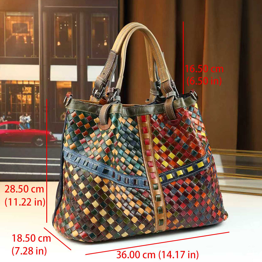 Mindia Leather Woven-Style Tote