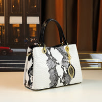 White Animal Print Handbag | Faux Snakeskin & Crocodile Pattern