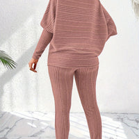 Elegant Solid Stand Collar Long Sleeve Knit Pants Set - Fall/Winter