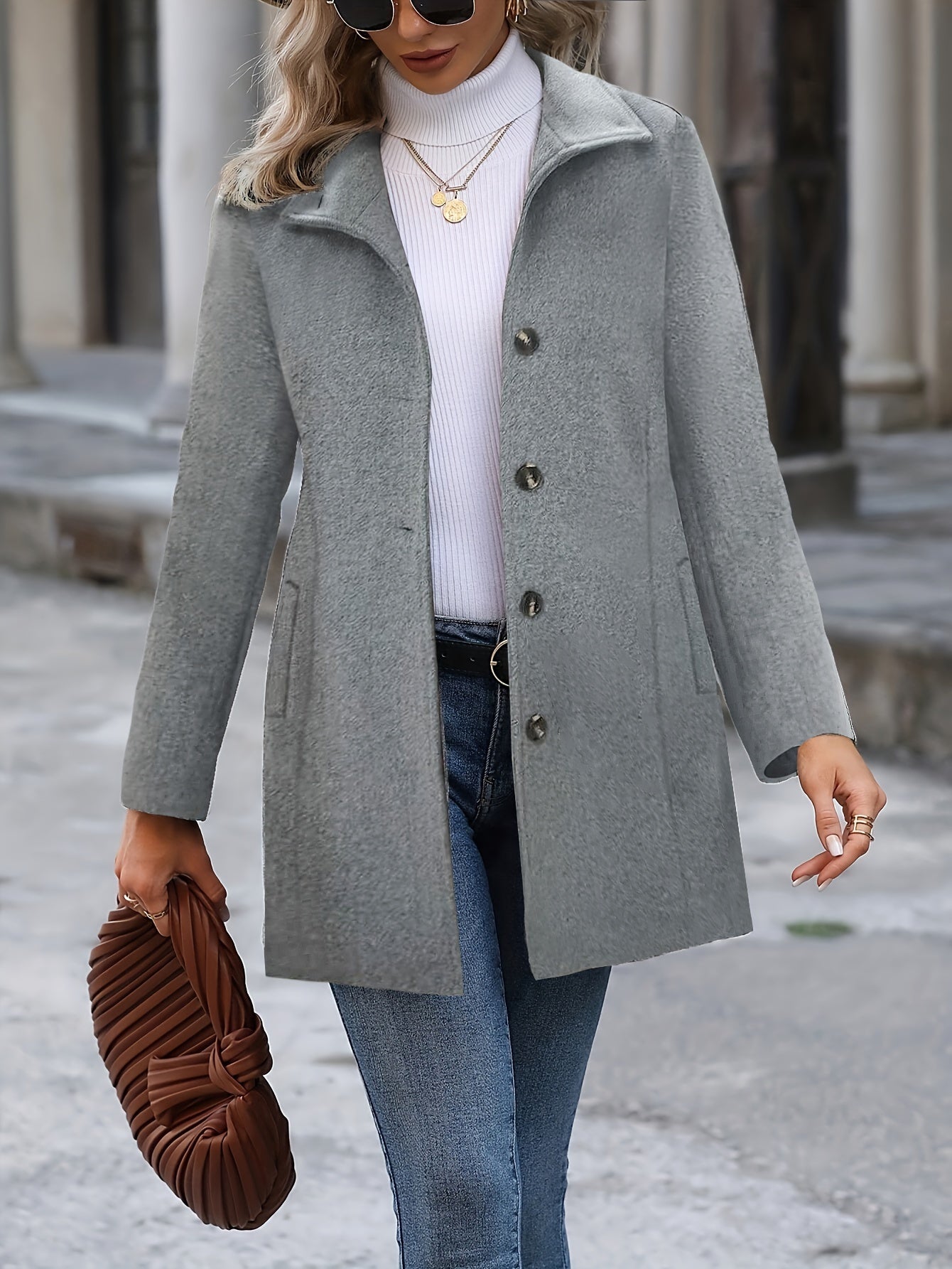 Women's Elegant Gray Fleece Jacket