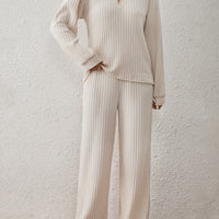 Spring and Autumn Long Sleeve Half-Zip Top and Pants