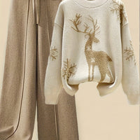 Apricot Snowflake &amp; Elk Sweater Set