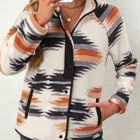 Women's Tribal Aztec Print Button-Front Jacket - Non-Bulky Winter Coat