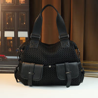 Thoughtia Sporty Black Nylon Tote Bag