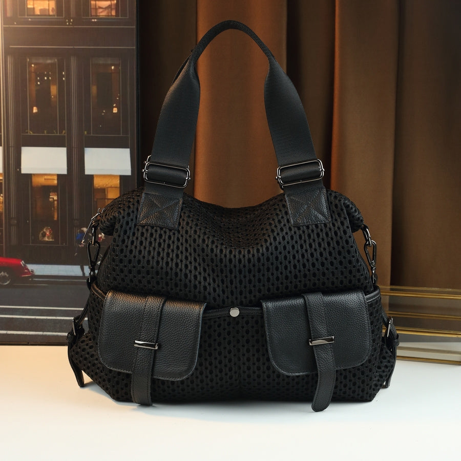 Thoughtia Sporty Black Nylon Tote Bag