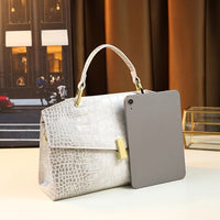 Crocodile-Embossed - Himalayan White Retro Convertible Tote