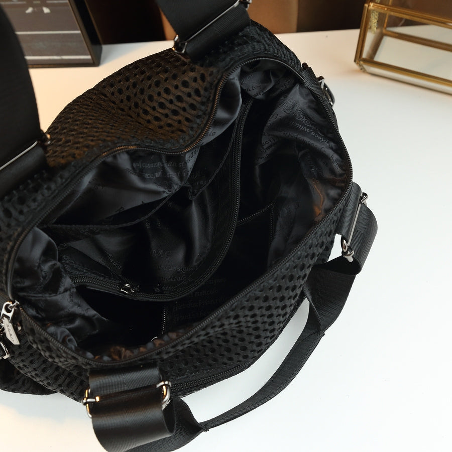 Thoughtia Sporty Black Nylon Tote Bag