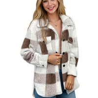 Plush Plaid Winter Coat - High Stretch
