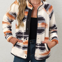 Women's Tribal Aztec Print Button-Front Jacket - Non-Bulky Winter Coat