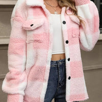 Plush Plaid Winter Coat - High Stretch