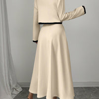 Elegant Contrast Color-Block 2-Piece Set