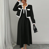 Elegant Contrast Color-Block 2-Piece Set