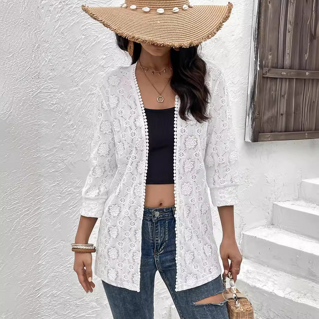 Elegant Lace Spliced Cardigan