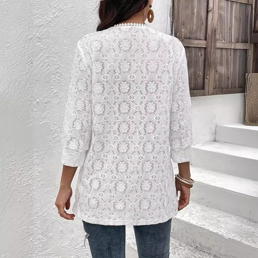 Elegant Lace Spliced Cardigan