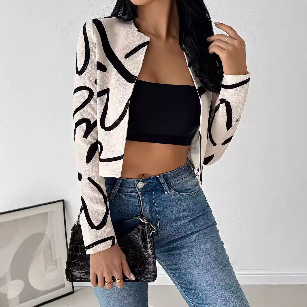 Abstract Print Cardigan Jacket