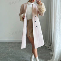 Elenzya Women's Furry Cuff Waist Wool Blend Coat