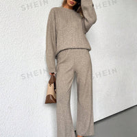 Essnce Loose Crew Neck Sweater & Pants Set
