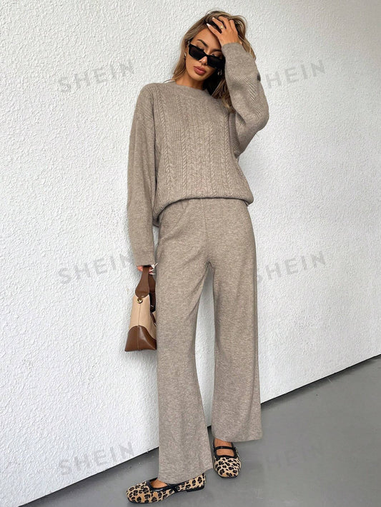 Essnce Loose Crew Neck Sweater & Pants Set