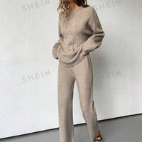 Essnce Loose Crew Neck Sweater & Pants Set