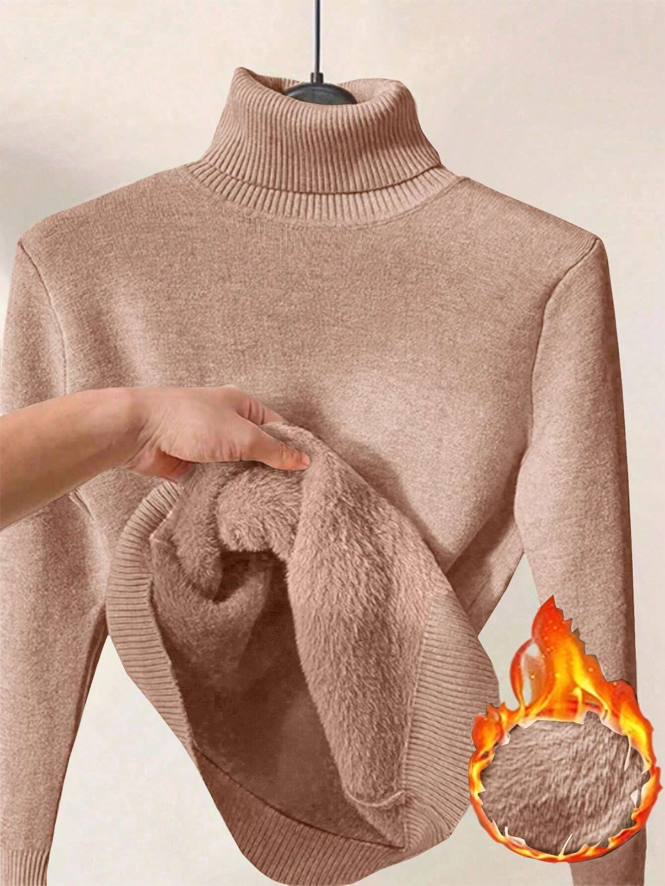 Thick Fluffy Slim High Neck Sweater