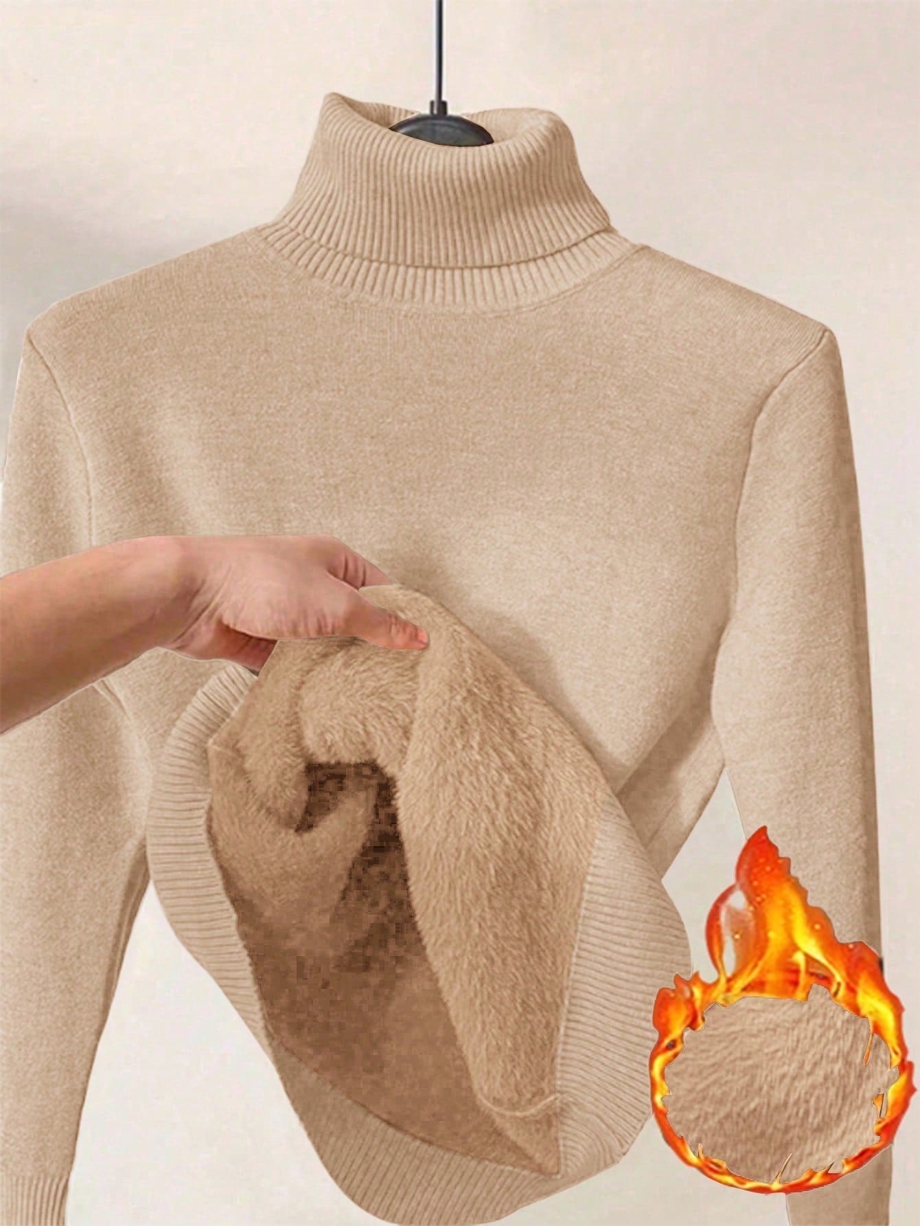 Thick Fluffy Slim High Neck Sweater