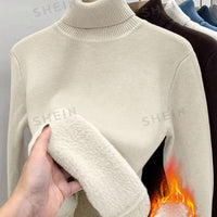 Thick Fluffy Slim High Neck Sweater
